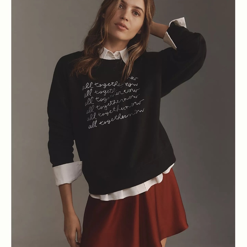 Anthropologie x Roomytown All Together Now Graphic Sweatshirt. XS run big